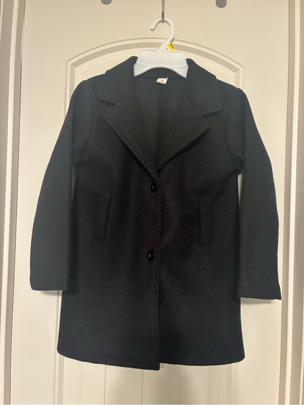 Kids Black Single-Breasted Pea Coat